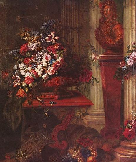 Jorg Breu the Elder Vase mit Blumen und Bronzebuste Ludwigs XIV Germany oil painting art